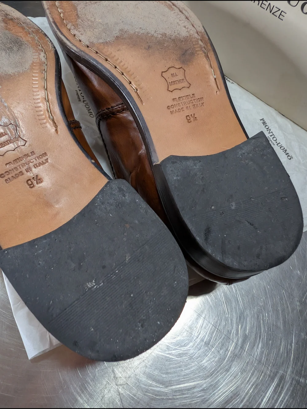 Pronto Uomo Brown Leather Derby Shoes